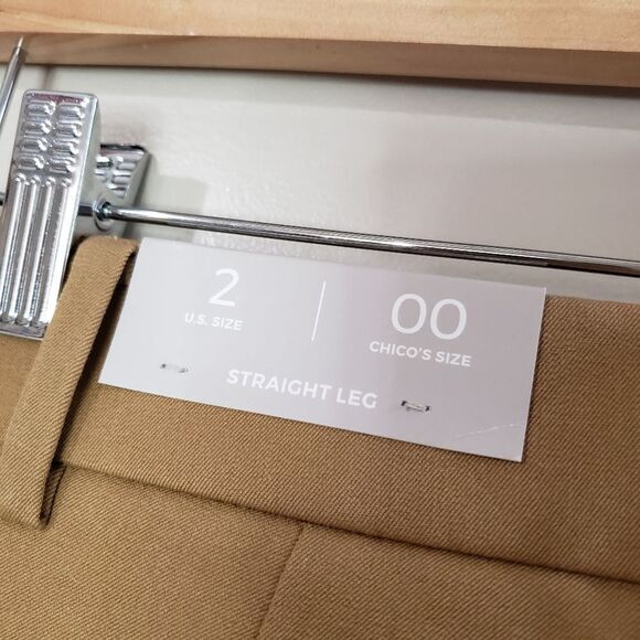 Chico's Size 00 XSmall Tan Dress Straight Leg Cropped Ankle Pants NWT - Picture 4 of 9